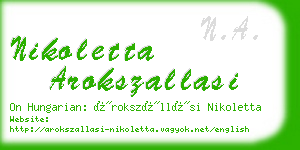 nikoletta arokszallasi business card